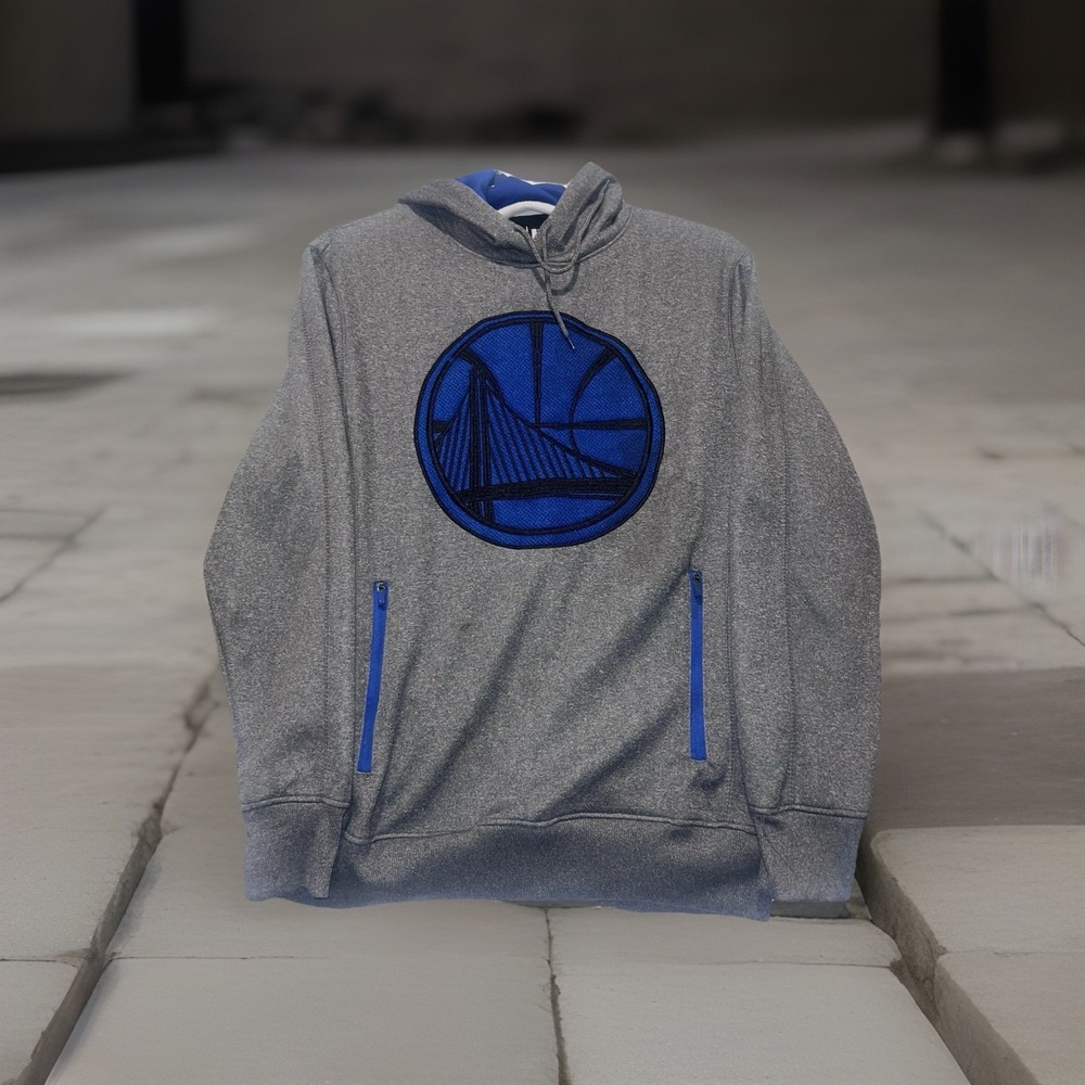 Golden State Warriors NBA Hoodie Mens Large Long Sleeve Hooded Sweatshirt Grey